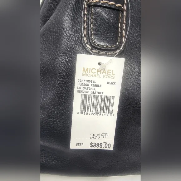 Michael Kors Hudson Large Black Pebbled Leather Shoulder Bag Satchel NWT $398 - Picture 8 of 16